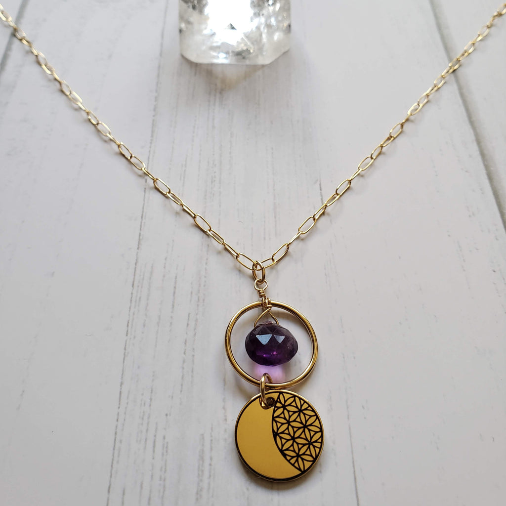 Joy Luna Circle of Peace Necklace with Amethyst