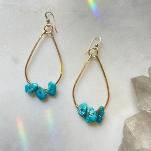 Turquoise Drop Hoop Earrings